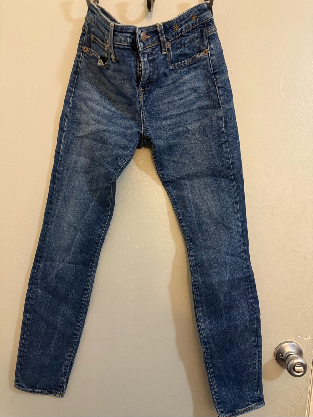 R13 Women's Skinny Jeans in Washed Blue Denim